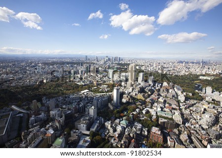Aerial View of Tokyo, Japan Royalty-Free Stock Photo #91802534
