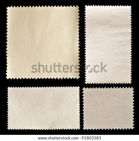 Set of post stamps reverse side isolated on black Royalty-Free Stock Photo #91803383