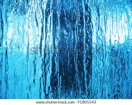 Blue glass closeup.