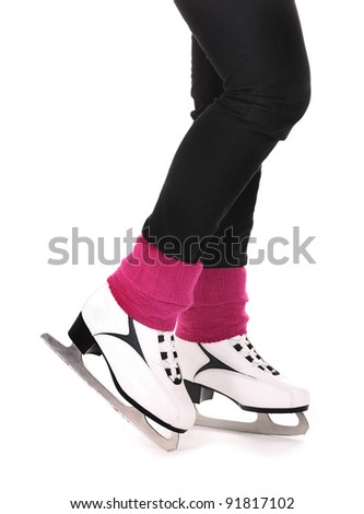 A picture of figure skates over white background