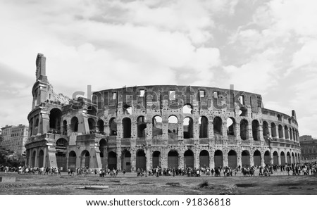 Black & white photograph of the Colosseum in Rome