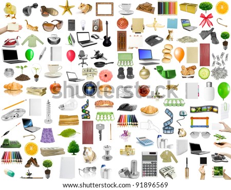collection objects on the white background Royalty-Free Stock Photo #91896569