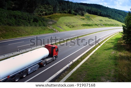 truck on the road Royalty-Free Stock Photo #91907168