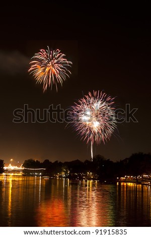 Fireworks Over a river nice reflection