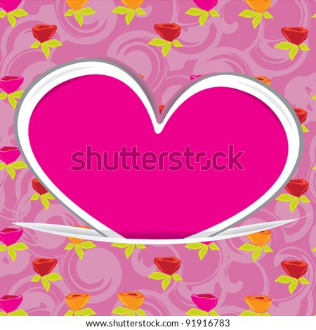 Abstract red heart on vintage pink background - vector illustration. St. Valentine's Day greeting card.No transparency used. Basic (linear) gradients.