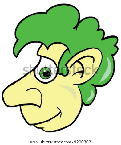 Cute Leprechaun Man With Green Hair Illustration Vector