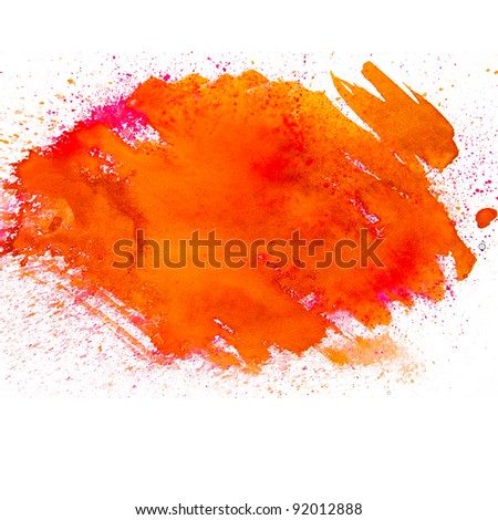 spot orange blotch watercolors isolated on white background
