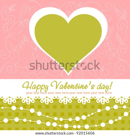 Cute Valentine's Day heart floral invitation postcard