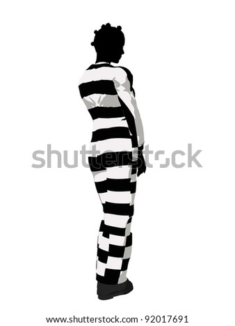 African american female criminal on a white background