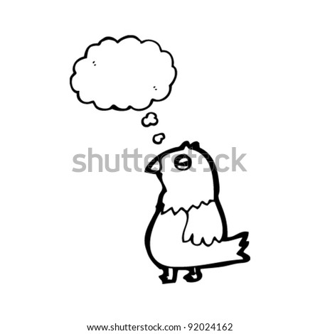 cartoon parrot with thought bubble