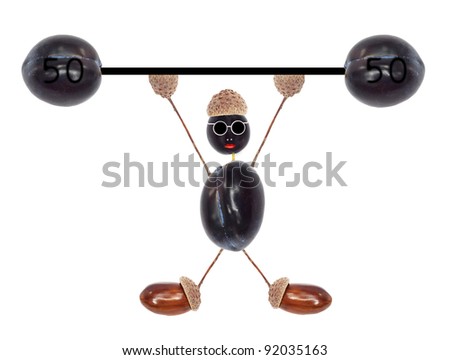 weightlifter from gastric and drain on a white background