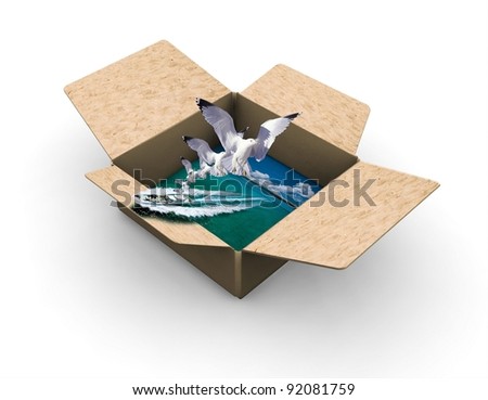 Open box in the sea