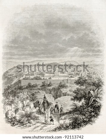 Jeruslam old view. Created by Frere, published on Magasin Pittoresque, Paris, 1845