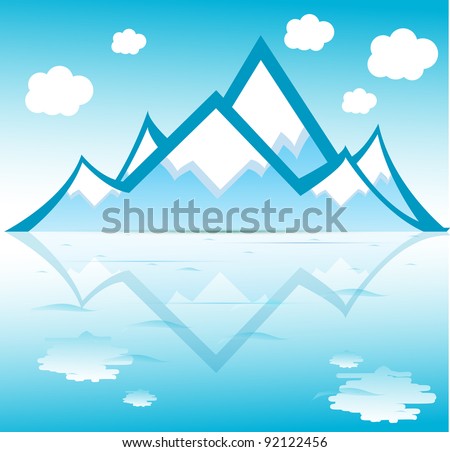 mountain with clouds reflected on water vector format