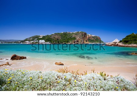 beach of Featherbed nature reserve, Knysna, South Africa Royalty-Free Stock Photo #92143210