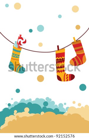 Christmas stocking. Invitation Christmas card