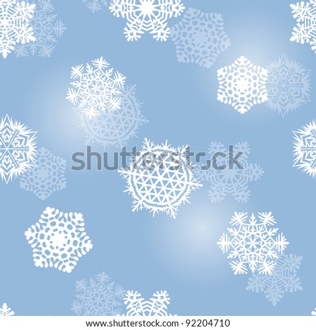 Frosty blue seamless background with pretty snowflakes (eps10)