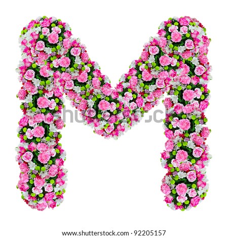 M, flower alphabet isolated on white with clipping path