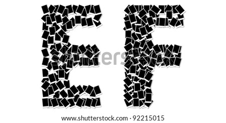 alphabet photo frame on white background E F