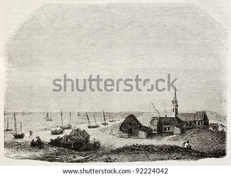 Scheveningen old view, The Netherlands. By unidentified author, published on Magasin Pittoresque, Paris, 1845