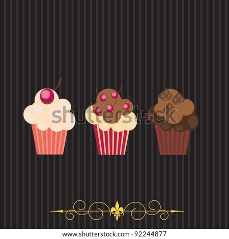 The concept of cupcakes cafe menu. Raster version