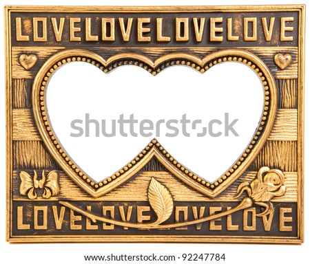 antique love gold frame isolated on white