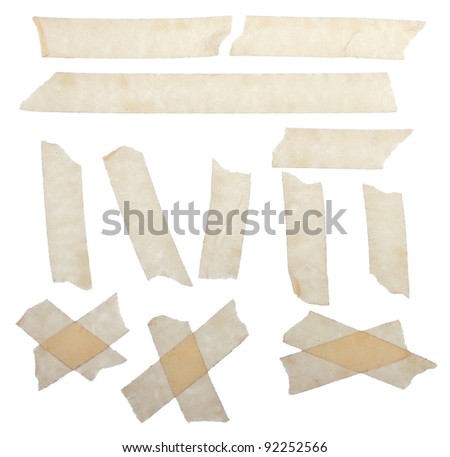 Set of scotch tape slices isolated on white background Royalty-Free Stock Photo #92252566