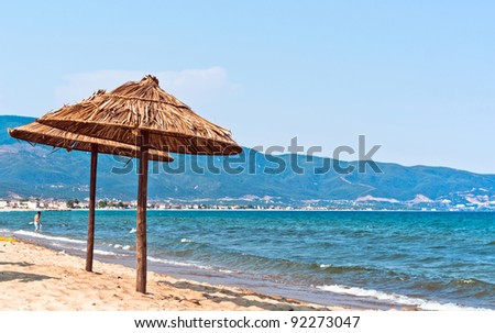 Beautiful photo a summer vacation with  beach and mountains