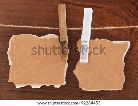 Cards with clothespins on the rope