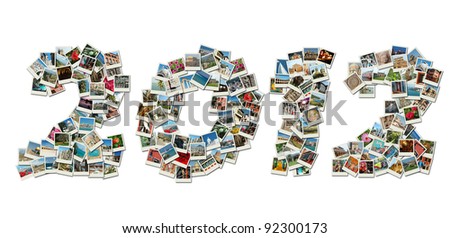 2012 PF card collage made of travel photos with famous landmarks of Israel,Greece,India,Italy,Bulgaria,etc