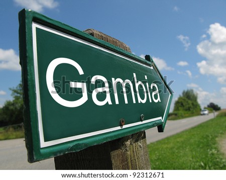 Gambia signpost along a rural road
