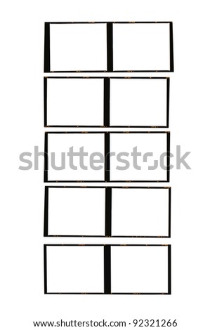 medium format film strips cut to test, isolated on white