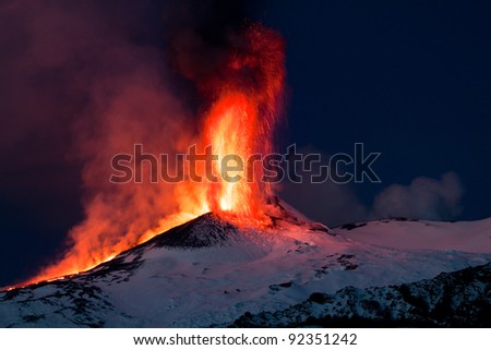 Etna eruption Royalty-Free Stock Photo #92351242