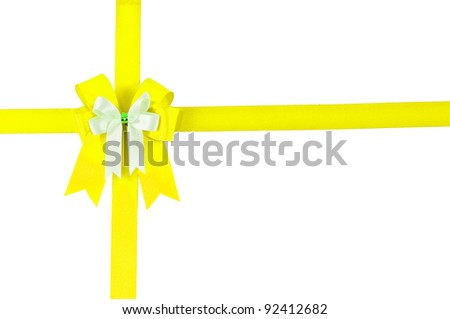 Vintage Gray color Yellow bow with white background for add and design your picture on anniversary day. Such as Valentine day ,New year ,Happy Birthday...etc.