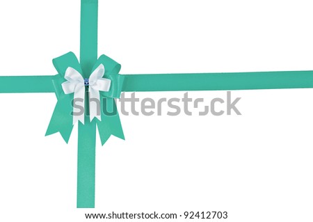 Vintage Gray color Green bow with white background for add and design your picture on anniversary day. Such as Valentine day ,New year ,Happy Birthday...etc.