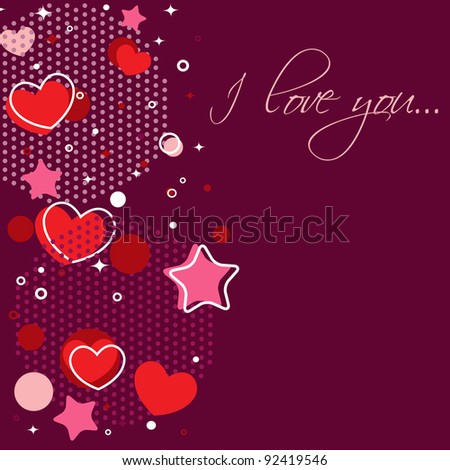Cute Valentine love congratulation card with border of hearts
