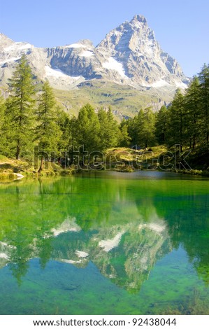 blue lake Cervinia Italy