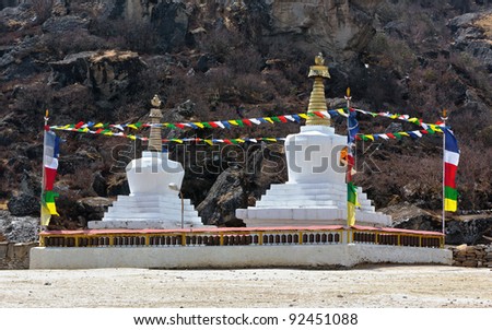 Two great stupa in Khumjung - Nepal, Himalayas