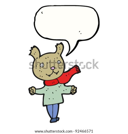 bear in winter clothes with speech bubble