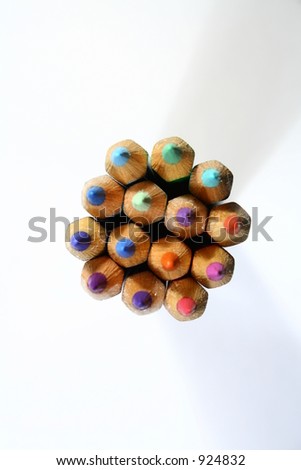 Top view of color pencils