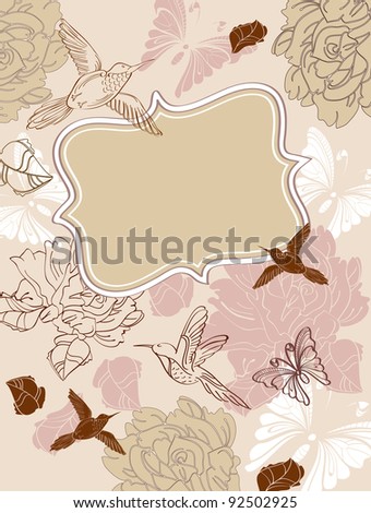 Valentine hand drawing floral background with place for text