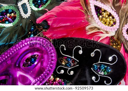 Assorted masks on beads
