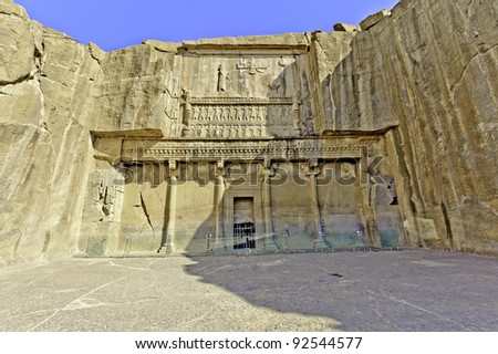 Tomb of Artaxerxes III at Persepolis in northern Shiraz, Iran. Persepolis has led to its designation as a UNESCO World Heritage Site.