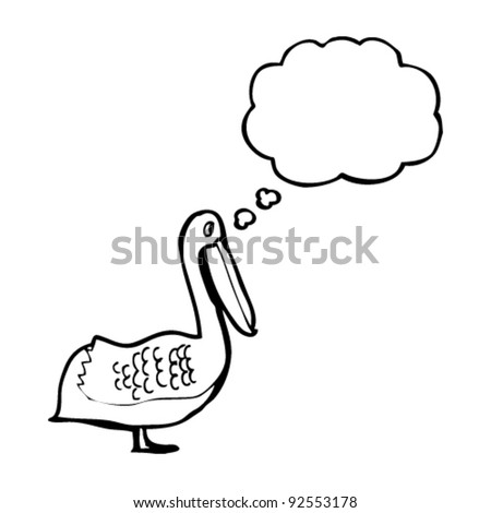 pelican with thought bubble cartoon