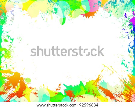 Colorful ink abstract frame background. Part of set. Vector art.