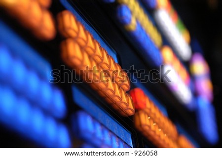 Glowing keys on a media console in a dark room Royalty-Free Stock Photo #926058