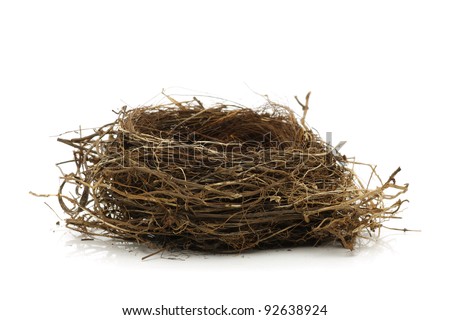 Empty bird nest isolated on white Royalty-Free Stock Photo #92638924