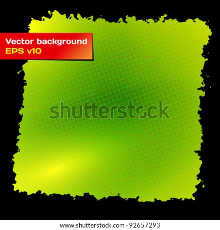 Abstract vector green background. Grungy black frame edges.