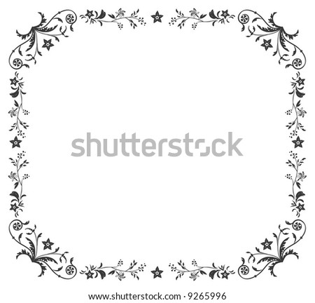 Black floral ornament frame. Vector
