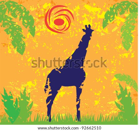 vector grunge giraffe on grunge background
